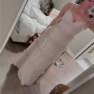 Revelry Sloan chiffon Dress in Taupe